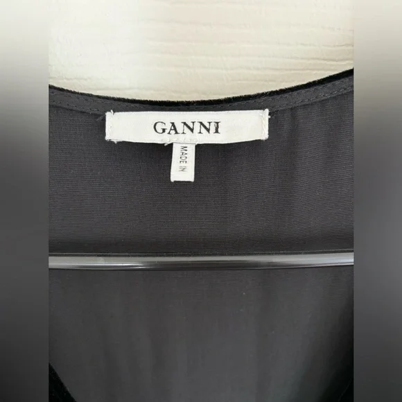 GANNI Aldine Silk Velvet Warp Dress in Black - Picture 9 of 16